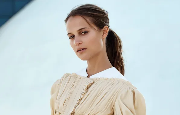 Background, portrait, makeup, dress, actress, hairstyle, brown hair, Marie Claire