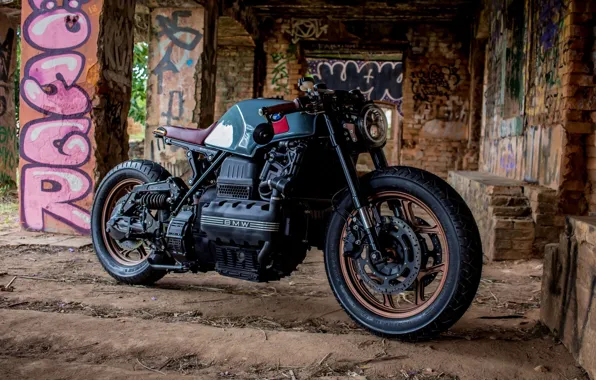 Engine, tuning, BMW, motorcycle, the ruins, black, moto, custom