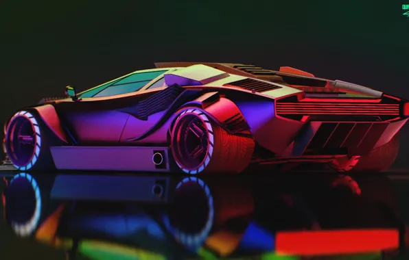 Auto, Lamborghini, Neon, Machine, Car, Art, Supercar, Neon