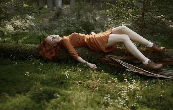 Picture forest, freckles, legs, redhead, Into the Woods, Fiyah Max
