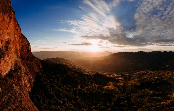 The sky, clouds, mountains, horizon, space, sky, mountains, clouds