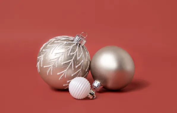 Balls, decoration, background, holiday, Christmas, three, New year, trio