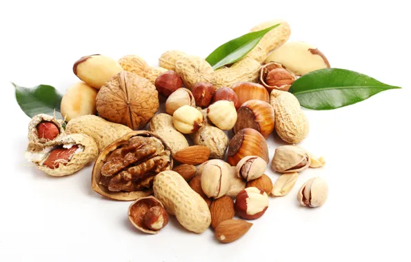 Nuts, almonds, hazelnuts, peanuts, pistachios, walnut