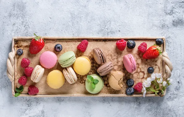Berries, raspberry, cookies, blueberries, strawberry, cream, dessert, color