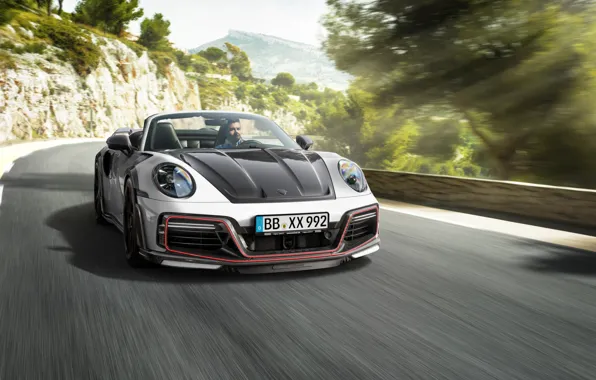 Movement, speed, mountain road, Porsche 911 Turbo, Cabriolet, TechArt, 2021, GTstreet R