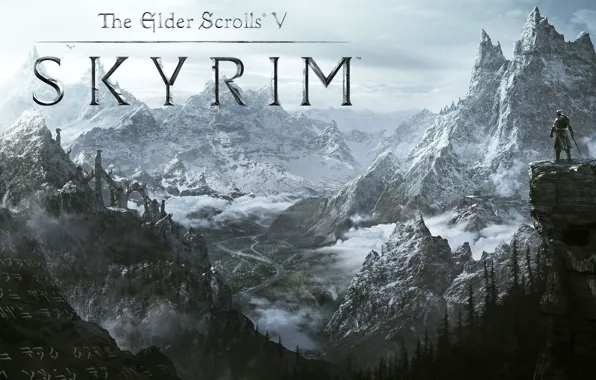 Snow, mountains, valley, the elder scrolls, skyrim, Skyrim, duvakin