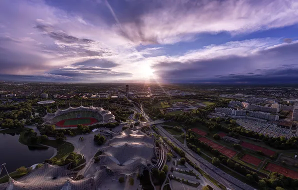 Picture landscape, home, Germany, Munich, panorama, stadium, Olympic Park