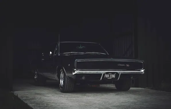 Picture photography, Dodge Charger, garage, 1968, Roscoe Rutter