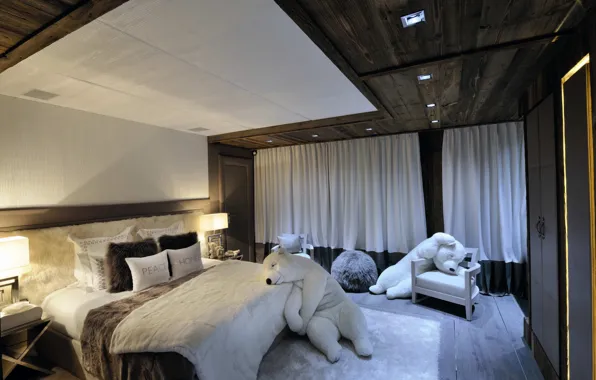 Picture design, interior, bears, bedroom