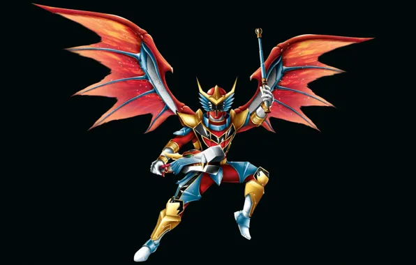 Picture wings, costume, black background, wings, Power Rangers, Red Dragon Fire Ranger
