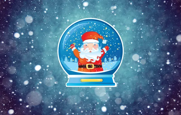 Winter, Minimalism, Snow, Ball, Background, New year, Santa, Frost