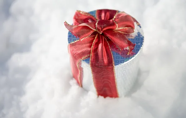 Picture winter, snow, holiday, gift, new year, new year, winter, ribbon