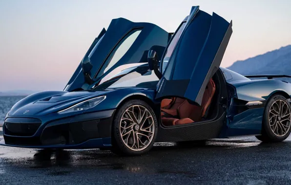 Picture sports car, exterior, Rimac, open doors, Refrigerator