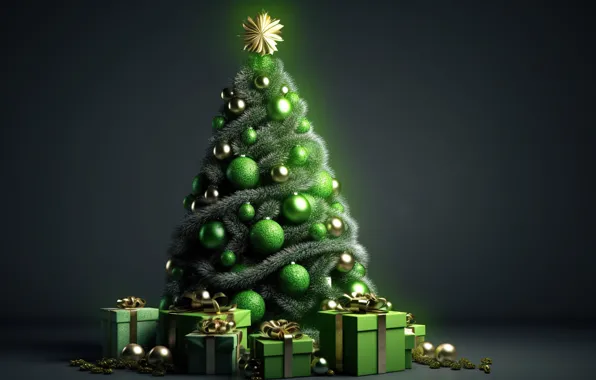 Balls, tree, colorful, New Year, Christmas, gifts, new year, happy