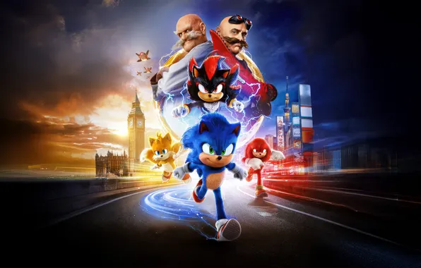 Picture road, the city, Sonic 3, Sonic 3