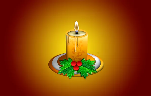 Leaves, light, berries, fire, candle, wax
