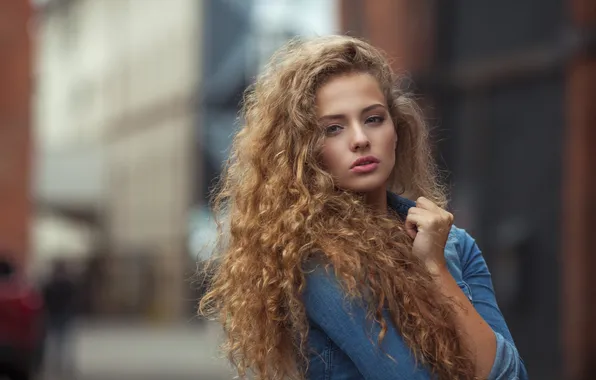 Girl, fashion, fresh, face, elegant, female, denim, frizzy