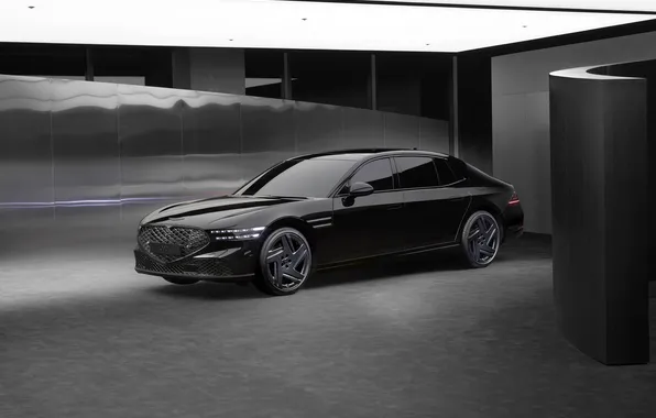 Picture black, sedan, Black, Genesis, Genesis G90, 2024