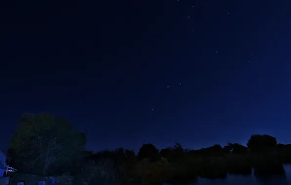 The sky, Nature, Home, Tree, Night, Stars, River, The moon