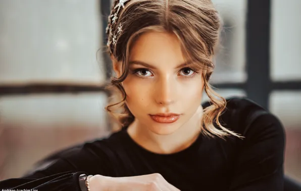 Look, girl, portrait, brown hair, beautiful, bokeh, Andreas-Joachim Lins, Lena Held