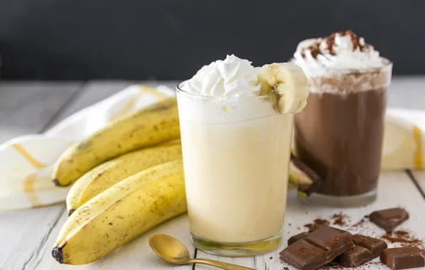 Picture chocolate, cream, bananas, cocktail, fruit, milkshakes, milkshake