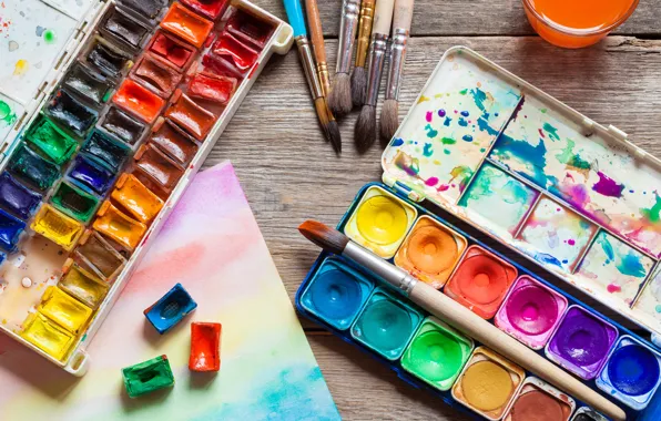 Paint, art, watercolor, brush, brush, drawing