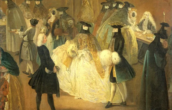 Oil, picture, Casino, canvas, genre, Pietro Longhi