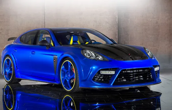 Picture blue, tuning, Porsche, Panamera, the front, Turbo, Mansory, Mansory