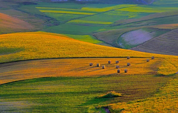 Nature, hills, field, Italy, Perugia