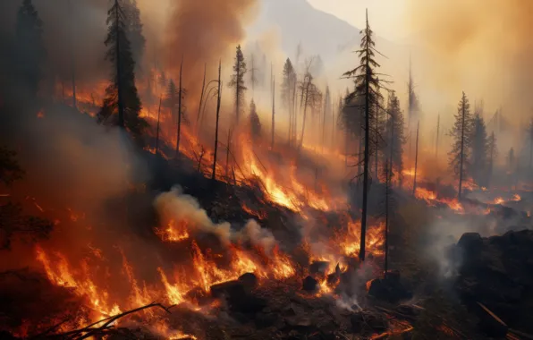 Forest, nature, fire