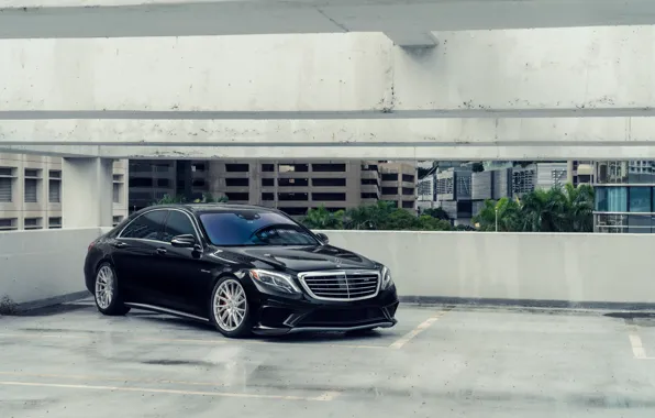 Mercedes, AMG, Black, Parking, Sedan, W222, S63, Luxure