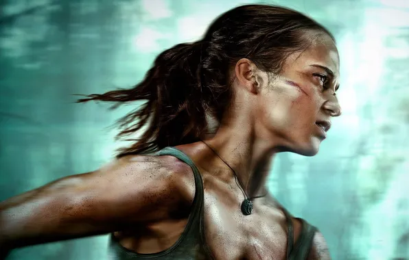 Look, profile, Tomb Raider, Lara Croft, hair, Alicia Vikander, Alicia Vikander