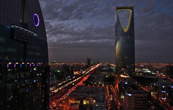 Night, the city, lights, Saudi Arabia, Riyadh, By HammaD.TN∞