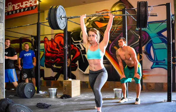 Picture Blonde, female, crossfit, technique, weight lifting