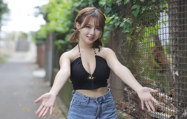 Girl, pose, hands, Asian