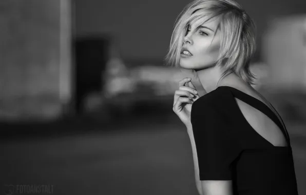 Picture look, girl, black and white, DieFotoanstalt