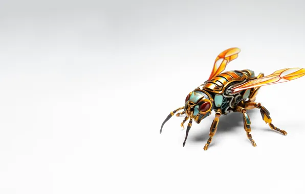 OSA, robot, beetle, technology, white background, insect, hornet, AI art