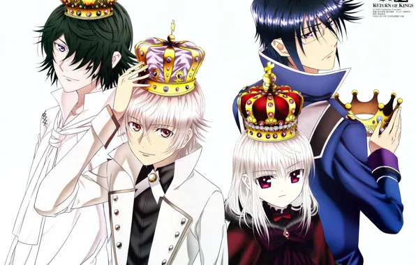 Anime, guys, crown, K Project, kings