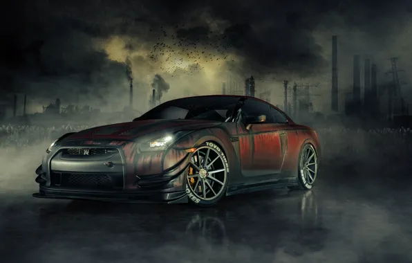 Nissan, Zombie, GT-R, Front, R35, Dead, Killer, Walking