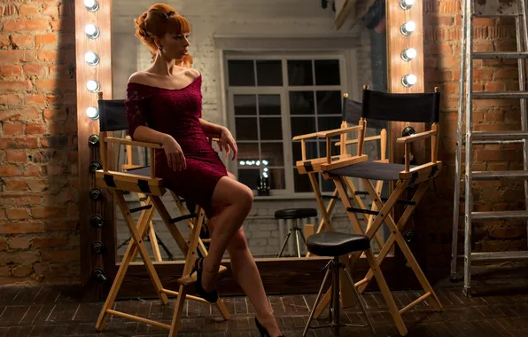 Picture sexy, dress, redhead, film set