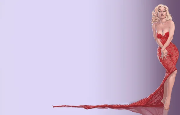 Picture girl, background, red dress