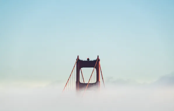 Fog, rocks, shore, haze, San Francisco, USA, Golden Gate Bridge, United States