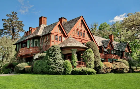 The city, Villa, home, garden, architecture, Tower Hill, Loop Tuxedo Park