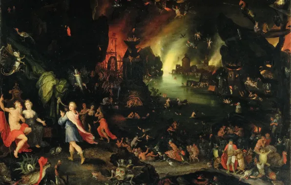 Jan Brueghel the elder, Hades and Persephone, Orpheus, in the afterlife, musicology and singing