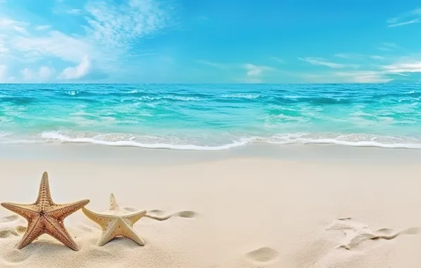 Sand, sea, beach, summer, the sky, shore, shell, summer