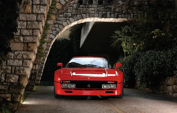 Picture red, background, Ferrari, Ferrari, supercar, classic, GTO, the front