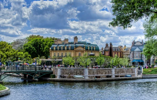 Picture bridge, river, Paris