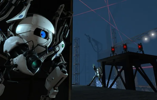 Picture Portal 2, turrets, cover, bots