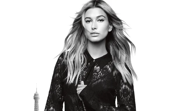 Picture arrows, model, black and white, Hailey Baldwin