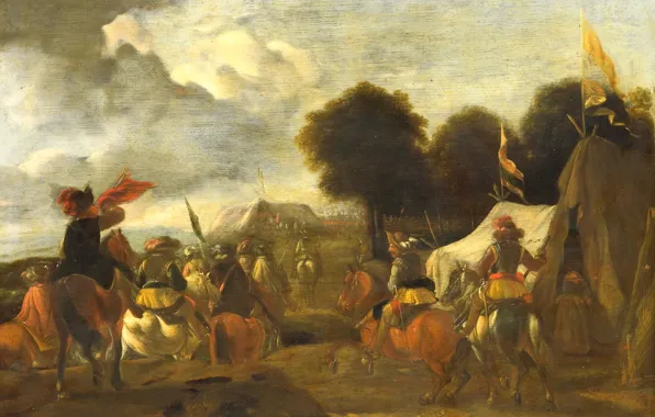 Picture trees, oil, picture, Military Camp, 1674